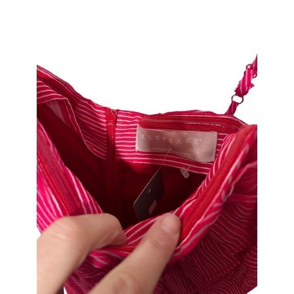 Keepsake the Label Ruched Ruffled Red White Striped Cami Midi Dress Size S - Picture 6 of 14